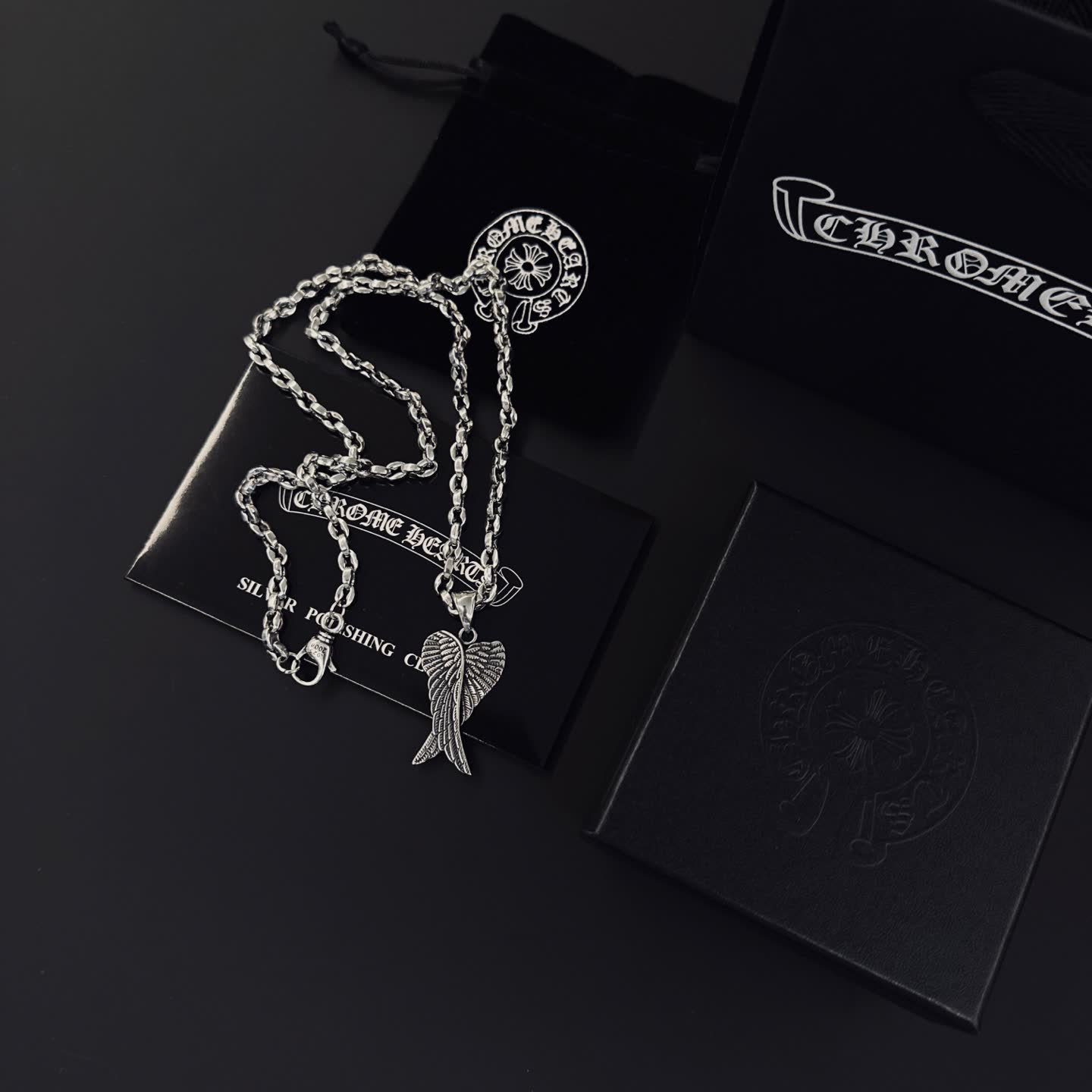 Chrome Hearts Chromethearts Winged Heart Pendant Necklace